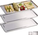 Relaxdays 10030060_60 Serving Plate, Set of 3 45.5 x 22 cm, Silver 1